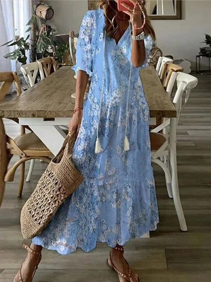 Sophia - Boho Vintage V-Neck Summer Dress