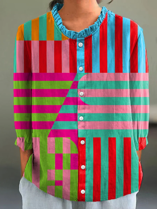 Hennie | Abstract Cotton-Linen Shirt