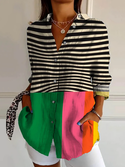 Marilou | Abstract Cotton-Linen Shirt